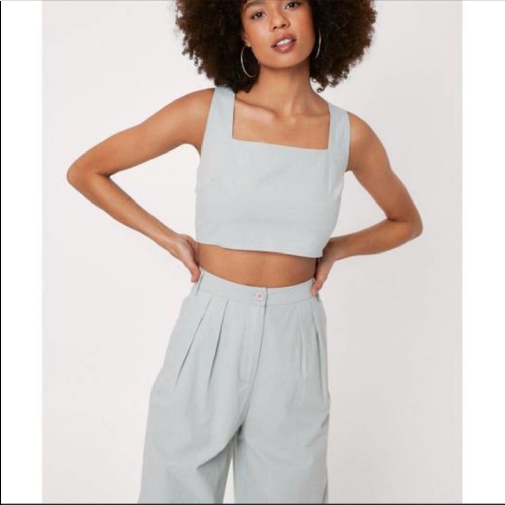 NastyGal Mint Green Linen Crop
